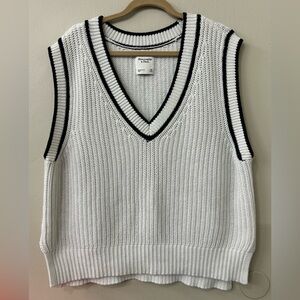 Abercrombie Fitch Sweater Vest Oversized Sz M Cable Fisherman Knit Tennis